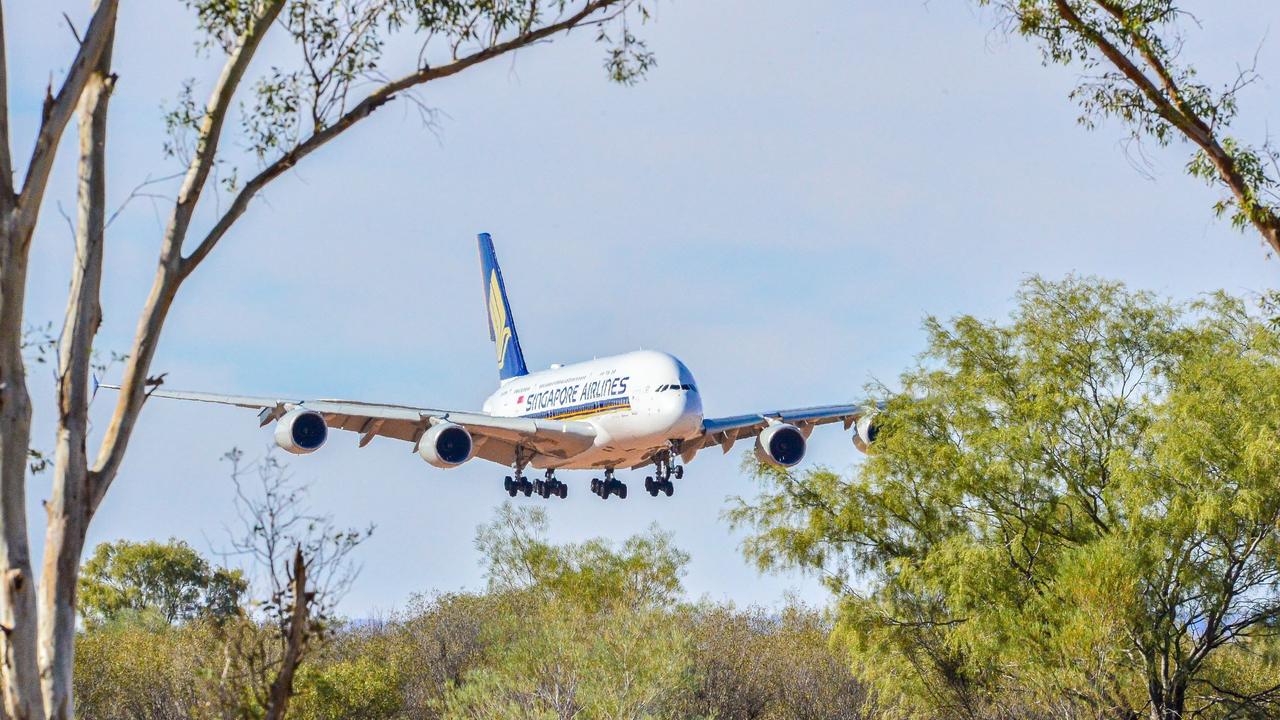 Singapore Airline's A380 aircraft arrive in Alice Springs Picture: Social Media NT