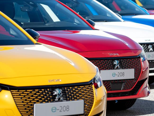 The new generation electric Peugeot e-208 is on display at the PSA Group plant in Trnava, Slovakia on September 11, 2019. (Photo by JOE KLAMAR / AFP)