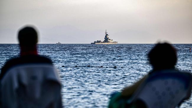 An Israeli navy missile boat patrols in the Red Sea off the coast of Israel's southern port city of Eliat on Tuesday. Picture: AFP