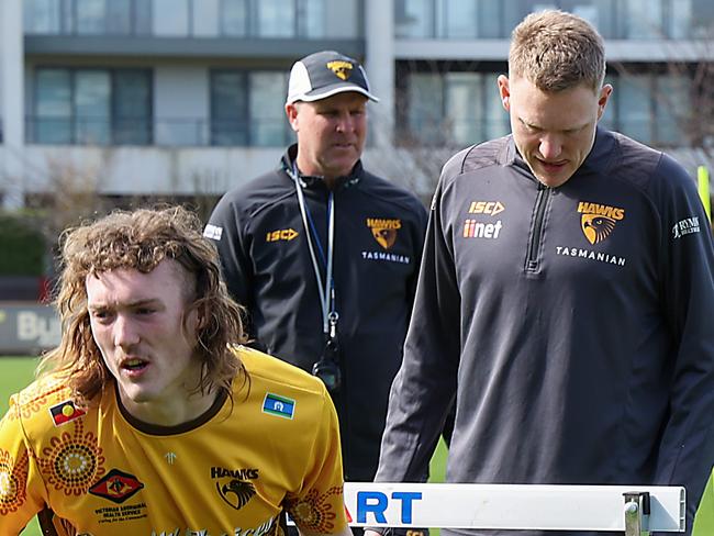 Hawthorn FC training ahead of their knock out semi final match against Port Adelaide next Friday night in Adelaide. Picture: Ian Currie