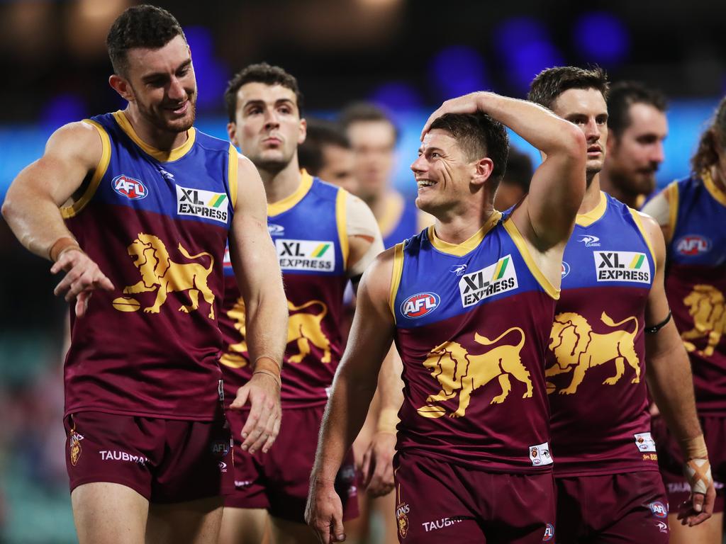 Lions skipper Dayne Zorko (right) hopes to continue playing for Brisbane over the coming years. Picture: Matt King/AFL Photos/via Getty Images
