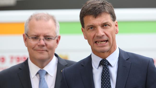 PM Scott Morrison and Energy Minister Angus Taylor. Picture: Kym Smith