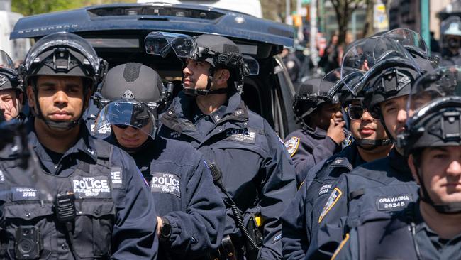 Riot police on standby during protests at Columbia University. Picture: AFP