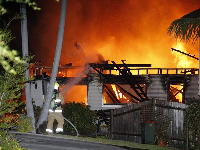 Fire destroys a 2 story home in gladesville just after 5am this morning.   Picture : Steve Tyson  Time : 0515 Location : 3 Genora Street Gladesville  Description : Fire destroyed a 2 story premises. No one injured by the incident at this stage.