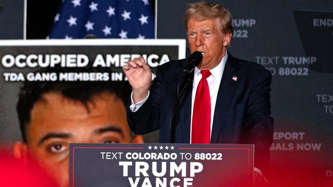 Former US President and Republican presidential candidate Donald Trump speaks at a campaign rally at Gaylord Rockies Resort &amp; Convention Center in Aurora, Colorado. Picture: AFP