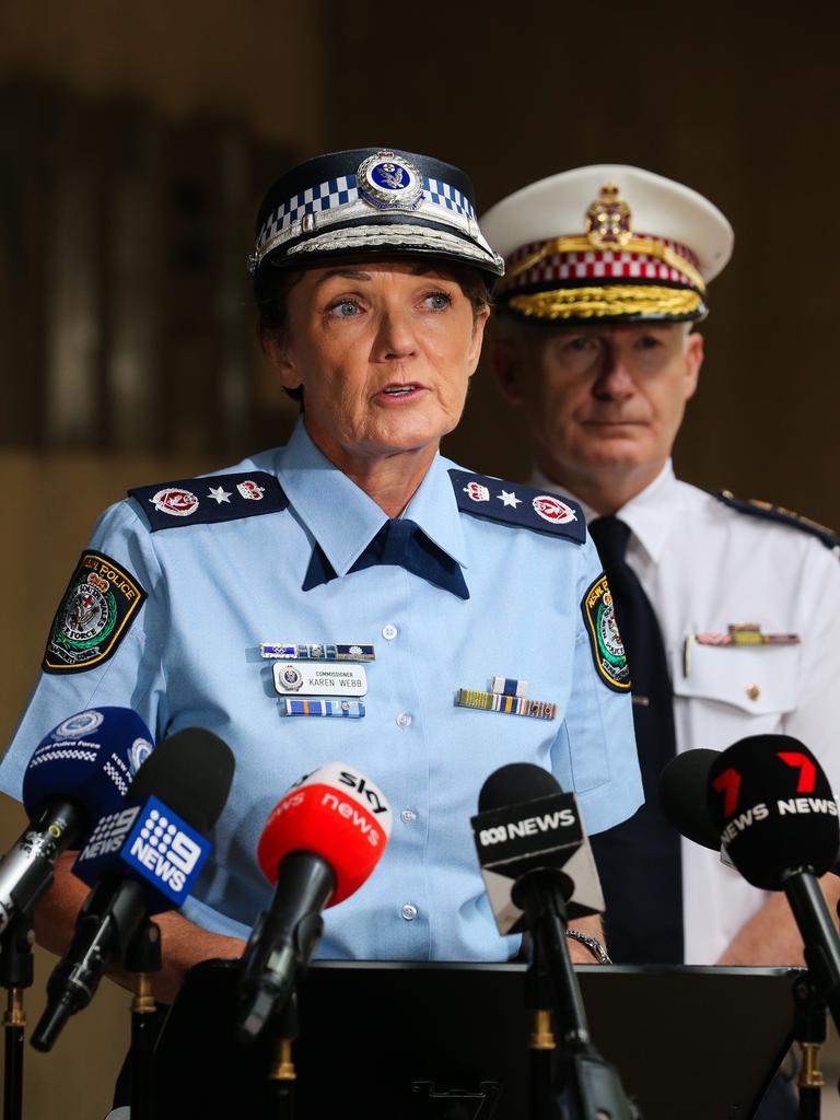 NSW Police Commissioner Karen Webb said scenes outside the church were “unacceptable”. Picture: NCA Newswire / Gaye Gerard