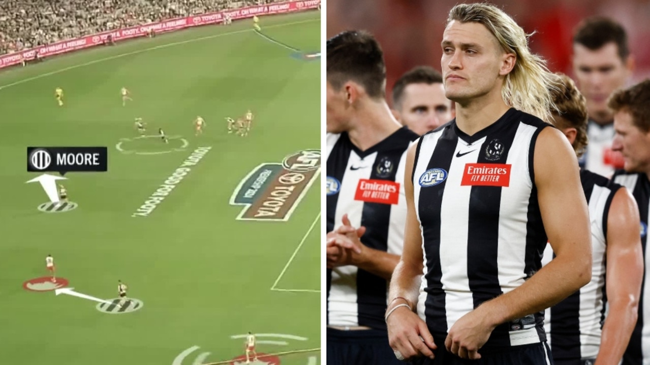 Dual premiership Kangaroo David King has put the blowtorch on Collingwood skipper Darcy Moore and says he’s ‘concerned’ with the reigning premiers’ backline amid a 0-2 start to the season.