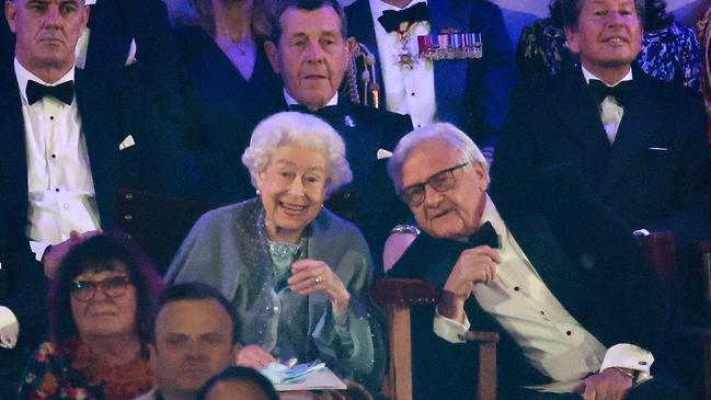 The Queen during the ‘A Gallop Through History’ performance as part of the official celebrations for her Platinum Jubilee at the Royal Windsor Horse Show at Home Park on May 15, 2022. Picture: Chris Jackson/Getty Images