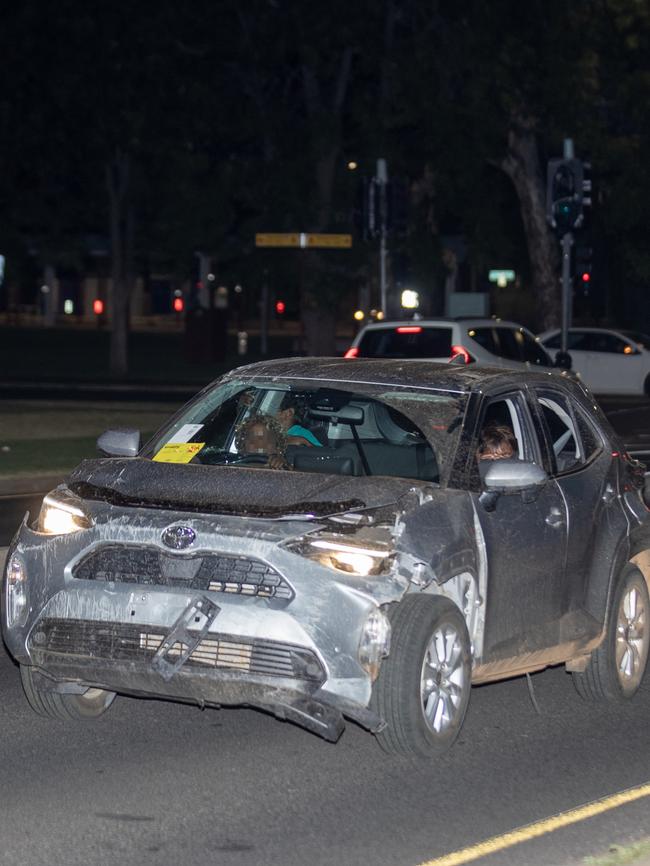 Children of Alice Springs, aged 10, 11 and 13 take a stolen Toyota for a joyride. Picture: Liam Mendes