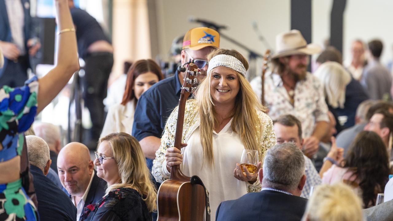 Brooke McClymont leaves the stage after performing at It's a Bloke Thing 2022 at Wellcamp Airport, Friday, September 9, 2022. Picture: Kevin Farmer