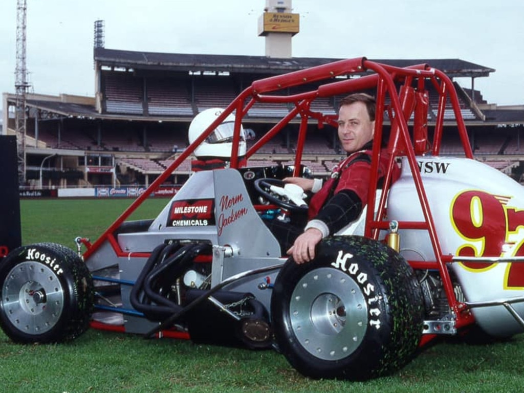 Speedway driver Norm Jackson. Norm would eventually inspire his son, Matt Jackson to become a champion of the sport. Norm Jackson raced speedcars from 1981 to 1995 and sprintcars from 1995 to 1997.