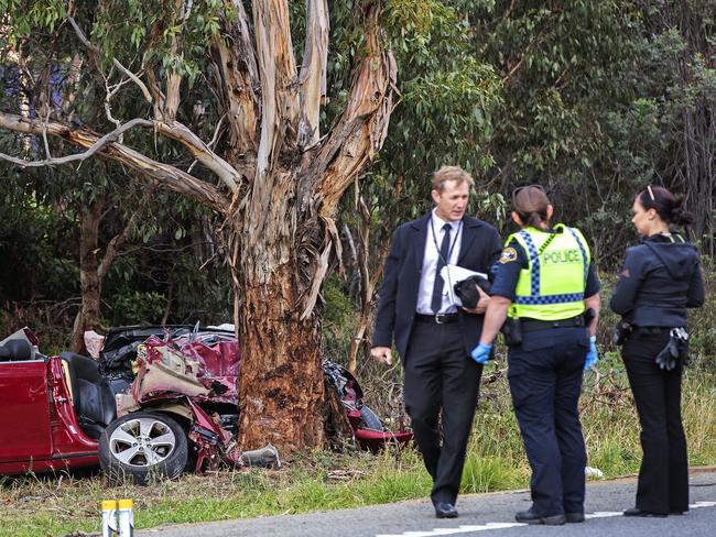 Car crash on the Tasman Highway near the Mornington roundabout. Picture Chris Kidd