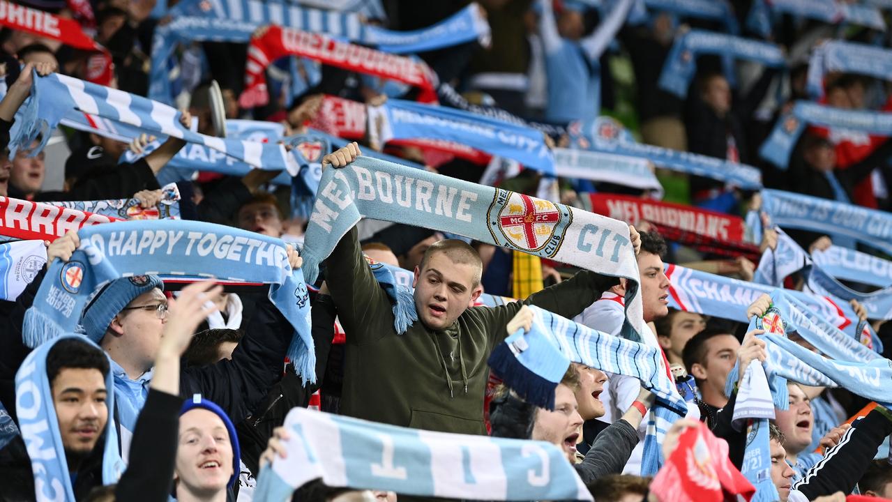 Melbourne City fans show their support (Photo by Quinn Rooney/Getty Images)