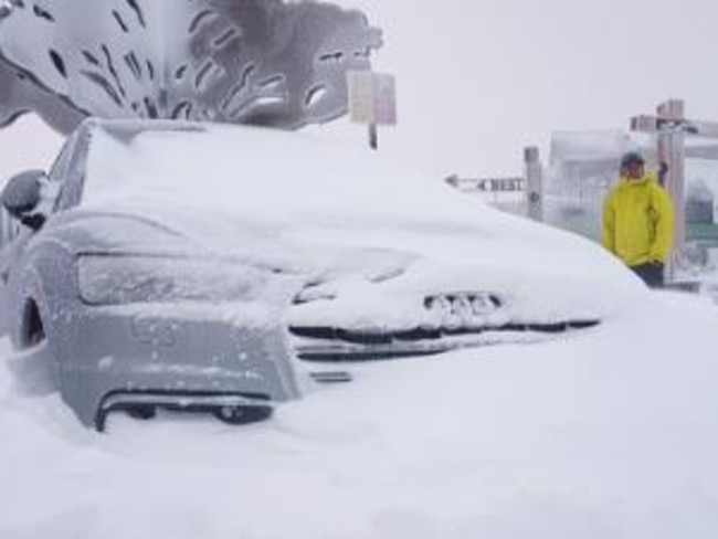 A snow storm at Hotham Alpine Resort has left 63cm. Picture: Twitter