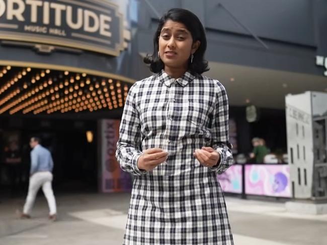 ABC reporter Avani Dias on Four Corners discussing ticket fees in the music industry. Source: YouTube