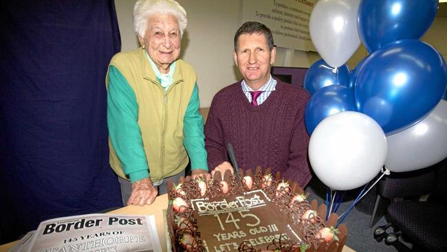 LOVING LIFE: Former Border Post employee Enid Hamilton and Lawrence Springborg. With Seniors Week under way, Enid has spoken about how she stays young of heart and mind. Picture: File