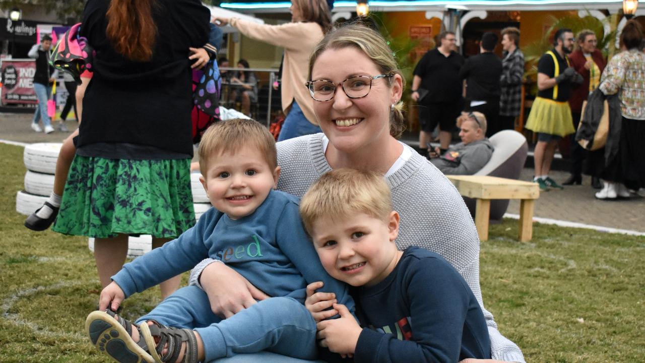 Families &amp; friends enjoy a Friday night out at the Unlock the Block event at Darcy Doyle Place, Ipswich, on August 12, 2022. Picture: Peta McEachern