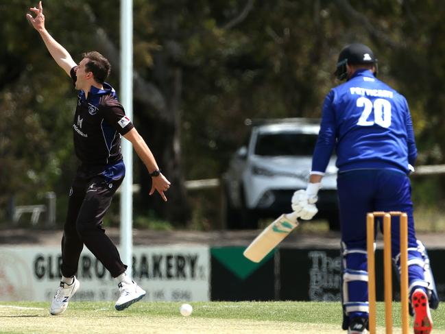 Premier: Mark Stafford appeals unsuccessfully for Jack Potticary’s wicket. Picture: Hamish Blair