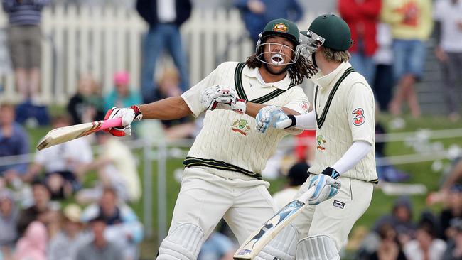 Clarke enjoyed batting with Symonds despite this collision.