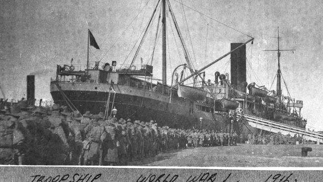 The P&amp;O ship Ballarat I, which in 1914 was requisitioned to transport troops from India and the Australian Expeditionary Forces. Picture: Fremantle City Library.