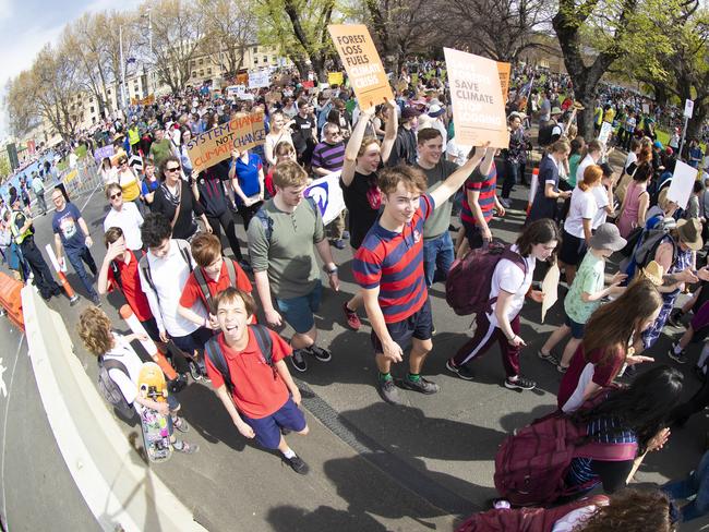 Climate strike rally in Hobart. Picture: RICHARD JUPE