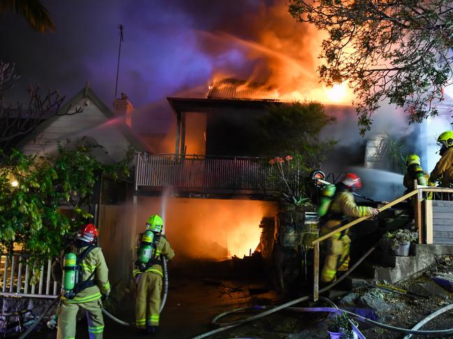 Fire crews on the scene in Ormiston Avenue on Sunday night. Picture: James D Morgan/Getty