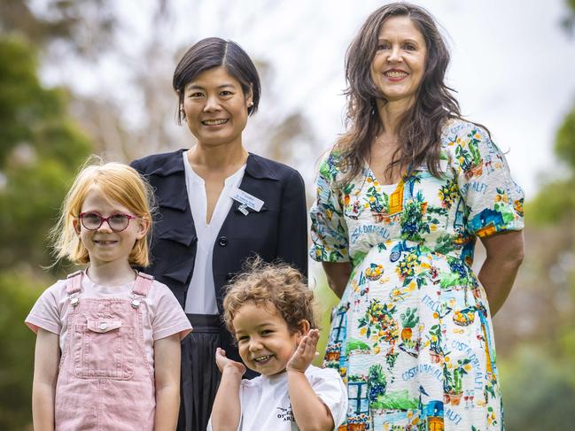 Reggie Randall and Ray Graham with Professor Valerie Sung (left) and VIHSP director Dr Melinda Barker. Picture: Jake Nowakowski