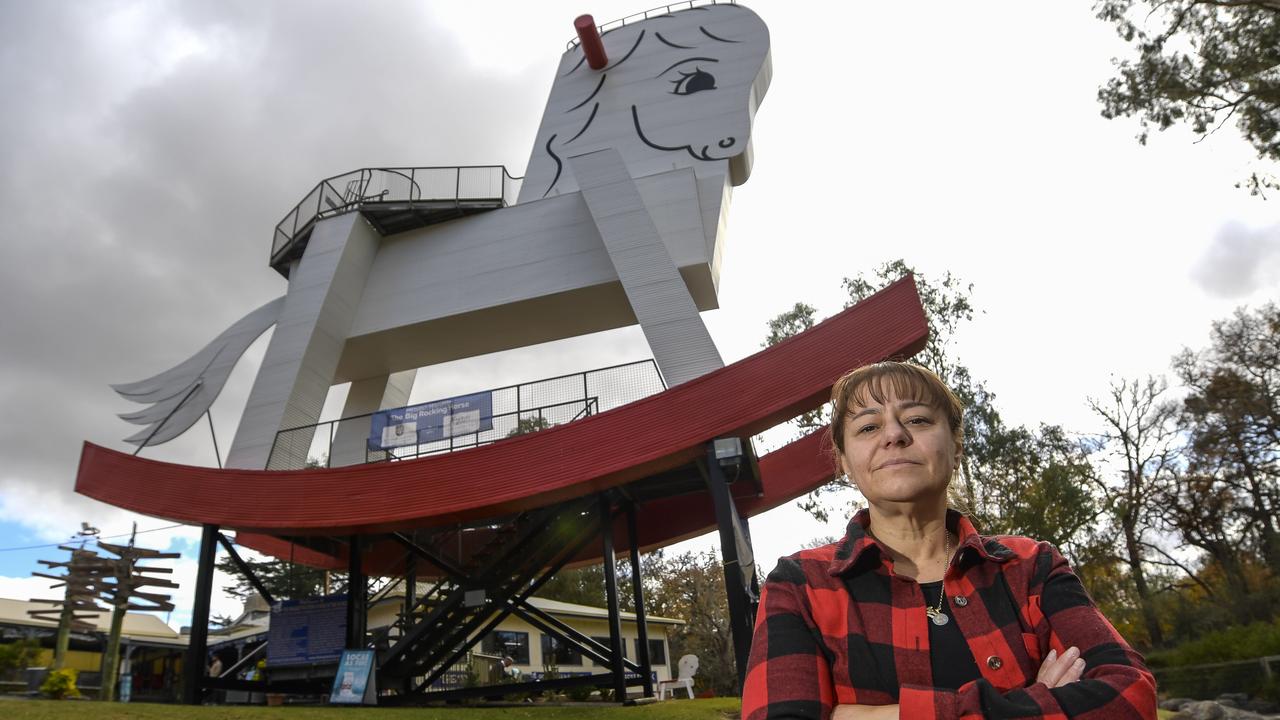 Mell Penno at the Big Rocking Horse at Gumeracha. Picture: RoyVPhotography