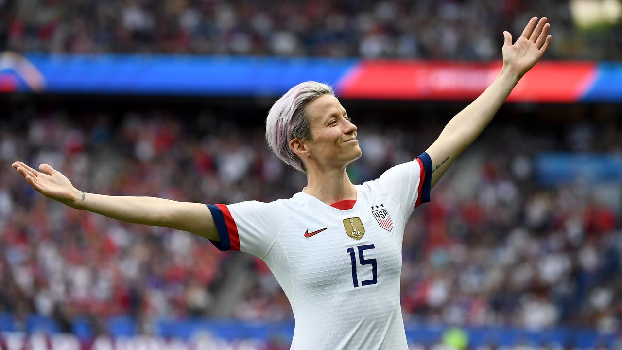 - AFP PICTURES OF THE YEAR 2019 - United States' forward Megan Rapinoe celebrates scoring her team's first goal during the France 2019 Women's World Cup quarter-final football match between France and United States, on June 28, 2019, at the Parc des Princes stadium in Paris. (Photo by FRANCK FIFE / AFP)