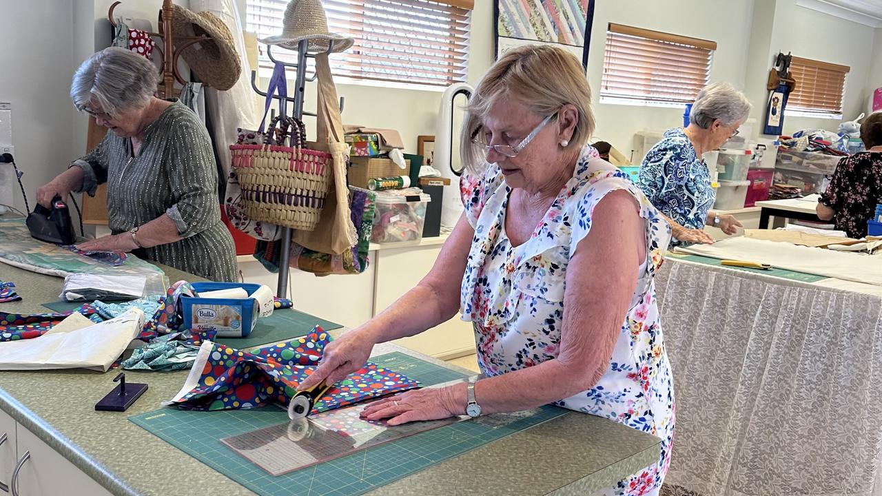 From their room, the group create beanies, blankets, bags and place mats for sale to raise money for charity. Photo: contributed