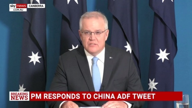 Scott Morrison demands apology from China for doctored ADF propaganda