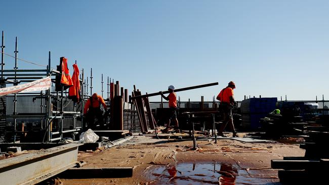 Workers on a construction site in Sydney. Picture: Brendon Thorne/Getty Images