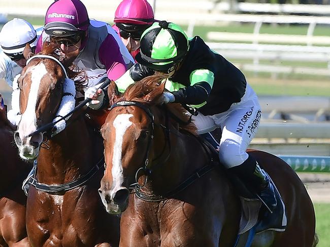 Stephanie Thornton on Gotta Kiss after winning at Doomben. Picture: Trackside Photography