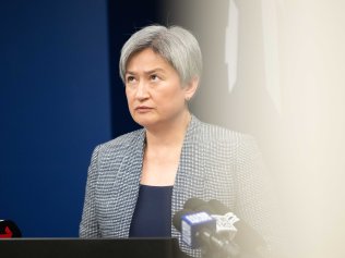 ADELAIDE/ KAURNA YARTA, AUSTRALIA - NewsWire Photos NOVEMBER 27, 2023: Foreign Minister Penny Wong speaking at a press conference in Adelaide. NCA NewsWire / Morgan Sette