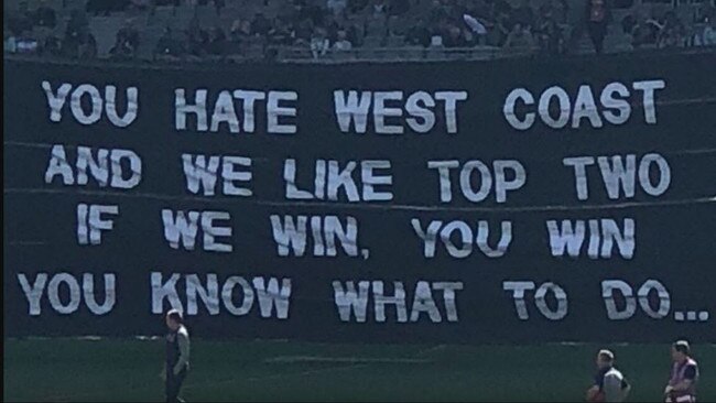 There's some logic in this banner against the Dockers.