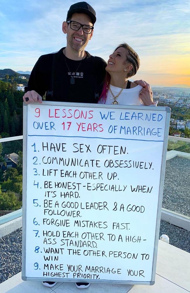 The couple’s number 1 ‘lesson’ was to have ‘sex often’. Picture: Instagram / Lisa Bilyeu