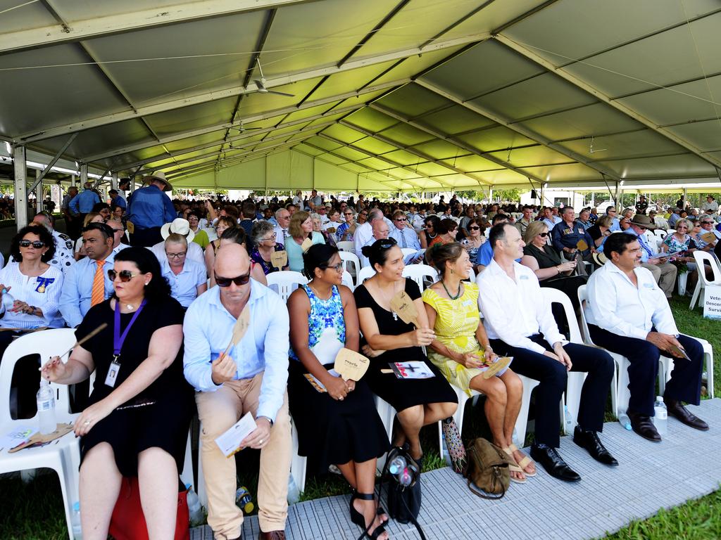 A crowd waits for the ceremony to start during the 77th Anniversary of the Bombing of Darwin on Tuesday, February 19, 2019. Picture: KERI MEGELUS