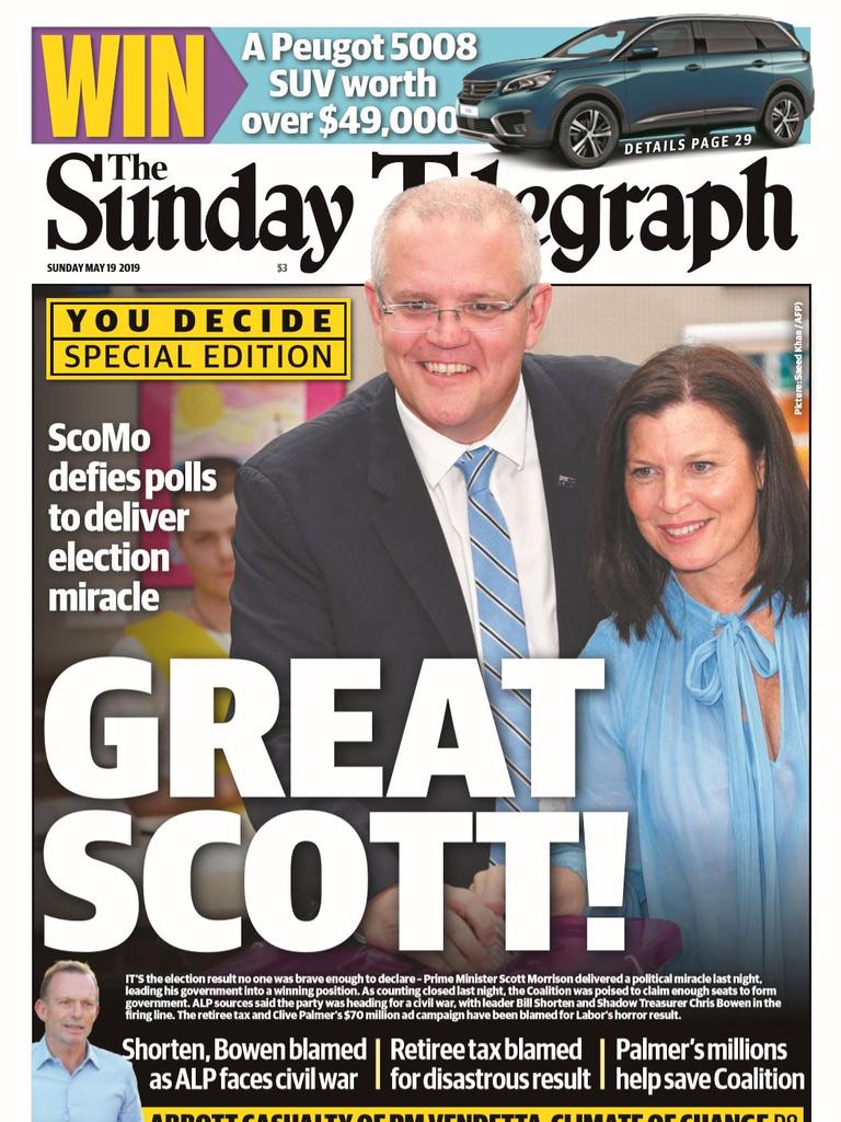 Sunday Telegraph front page for May 19