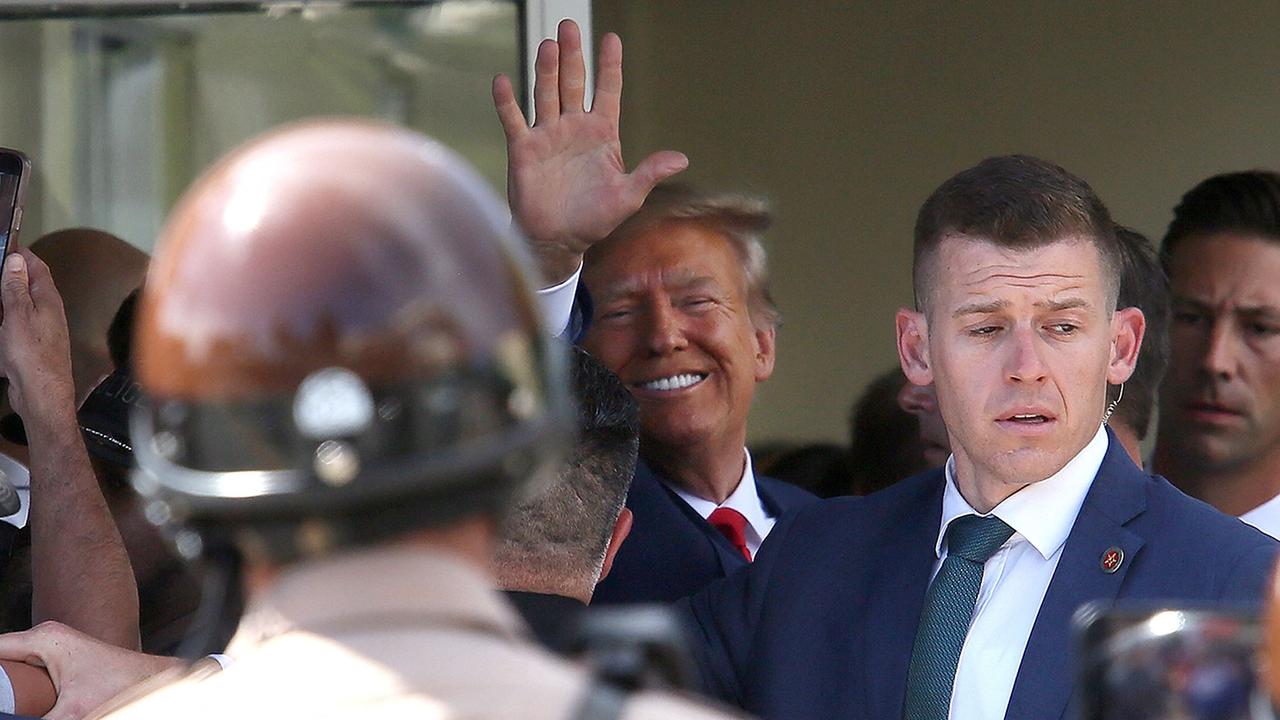 Trump seen after his arraignment. Picture: Alon Sku/Getty Images/AFP