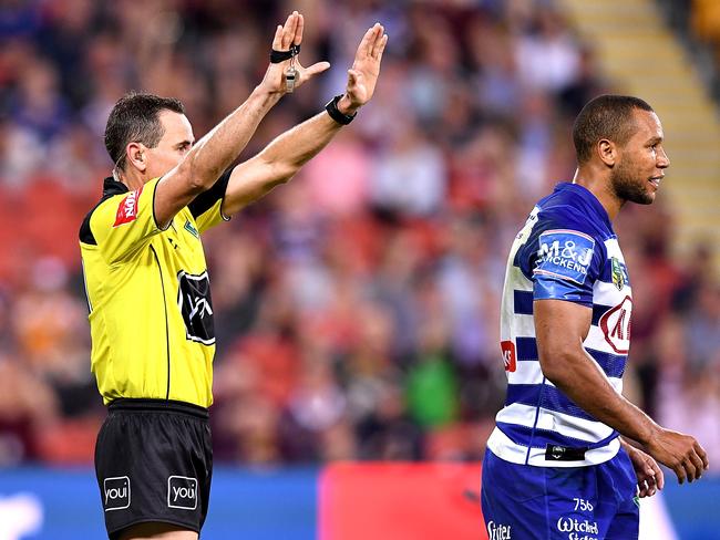 Moses Mbye is sent to the sin bin.