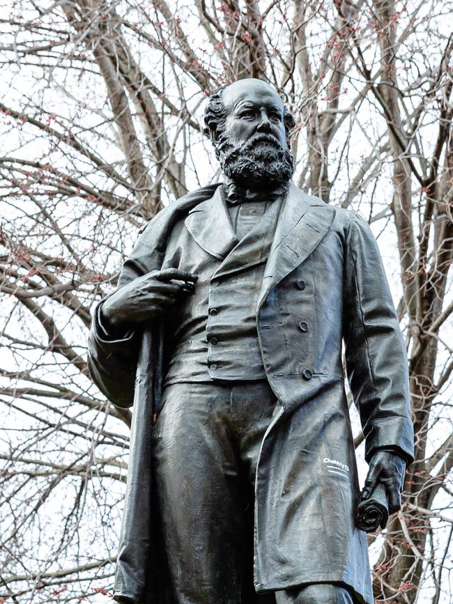 The controversial William Crowther Statue at Franklin square, Hobart. Picture: Linda Higginson