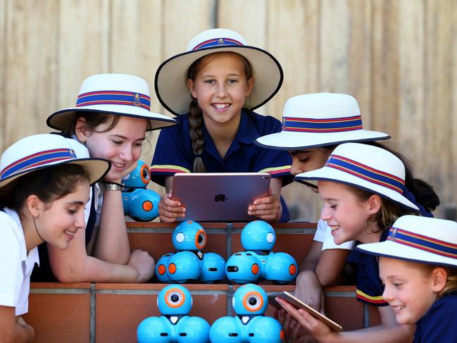 Students from St Hilda's School in Southport including Elysse Tapper 10 (front) are learning to code. Pics Adam Head