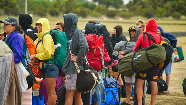 MELBOURNE AUSTRALIA - NewsWire Photos DECEMBER 28, 2024: Concertgoers are seen entering the Beyond the Valley dance festival.Picture: NewsWire / Luis Enrique Ascui