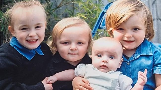 Corio fire victim Mavis Perry (left), with Saige, Ashlynn and Isaac McGregor who all died as a result of the fire. Picture: Supplied