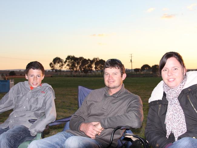 Devon, Tony and Hayley Cooper from Warwick at the Killarney Bonfire and Fire Drum Night Saturday, July 27, 2013. Photo: John Towells / Warwick Daily News