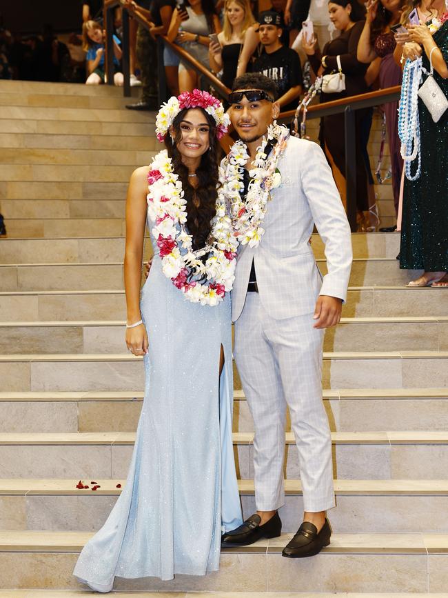 Malia Stacey and Uzziah Brown at the Trinity Bay High School formal evening, held at the Cairns Convention Centre. Picture: Brendan Radke