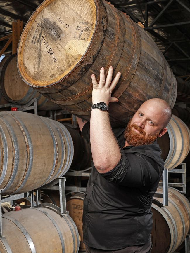 Hobart Whisky manager John Jarvis is glad he took the plunge and gave up his graphic design/marketing career to run a distillery. Picture: Zak Simmonds