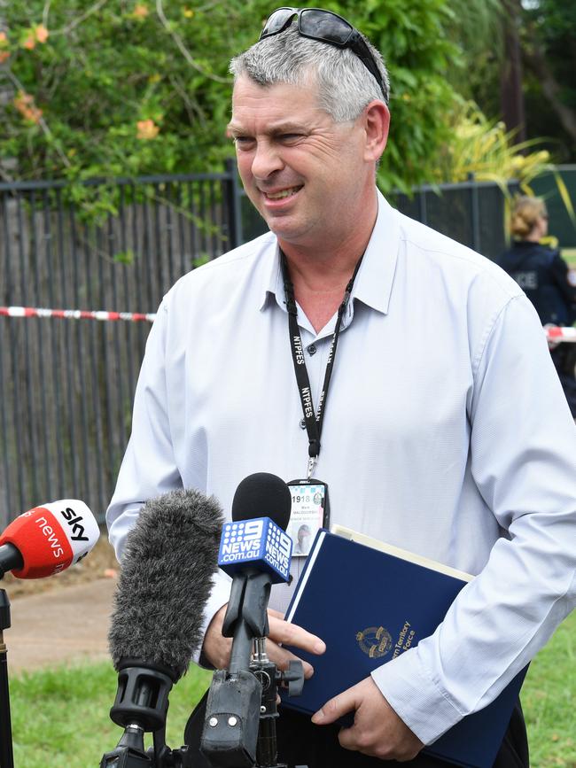 Crime Division Acting Superintendent Mark Malogorski addresses the media about the incident. Picture: Katrina Bridgeford