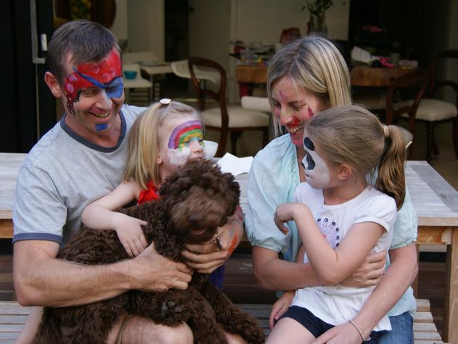 Angie Cunningham with husband Pat and daughters Maggie and Sophie. Picture: Supplied