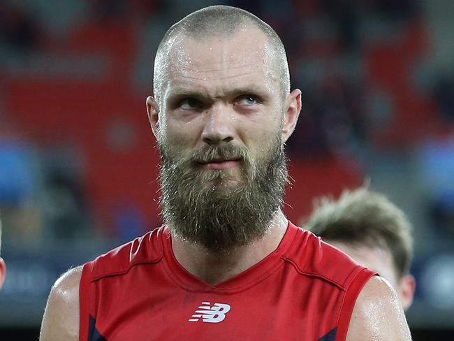 GOLD COAST, AUSTRALIA - JULY 26: Max Gawn of the Demons looks dejected after losing the round 8 AFL match between the Melbourne Demons and the Brisbane Lions at Metricon Stadium on July 26, 2020 in Gold Coast, Australia. (Photo by Chris Hyde/Getty Images)